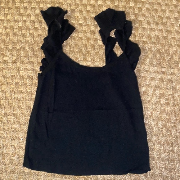 7 Seven ruffle strap tank black sz Medium - Picture 1 of 6
